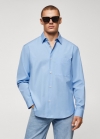 Mango Camisa relaxed fit algodón bolsillo - Azul eléctrico