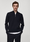 Mango Jersey punto medio cuello perkins cremallera - Azul marino oscuro