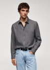 Mango Camisa fil a fil 100% algodón - Gris