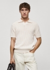 Mango Polo punto algodón calado - Blanco roto