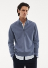 Mango Sudadera transpirable cuello cremallera - Azul porcelana