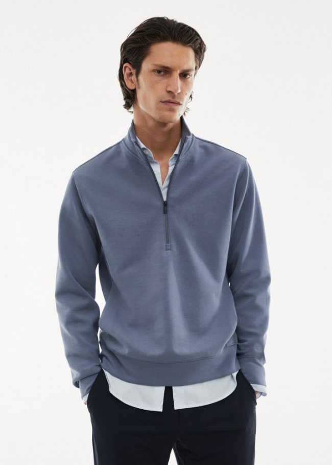 Mango Sudadera transpirable cuello cremallera - Azul porcelana