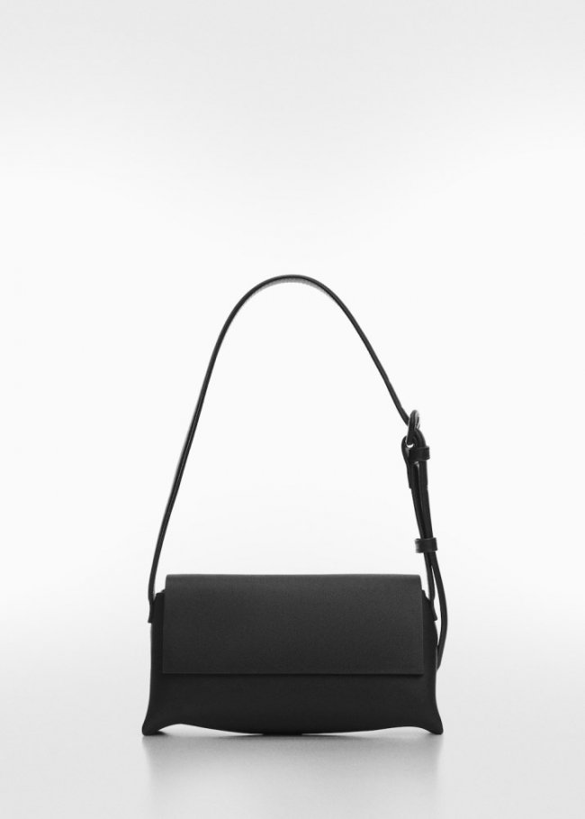 Mango Bolso hombro solapa - Negro