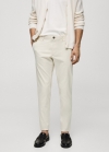 Mango Pantalón chino slim fit sarga - Gris claro/pastel