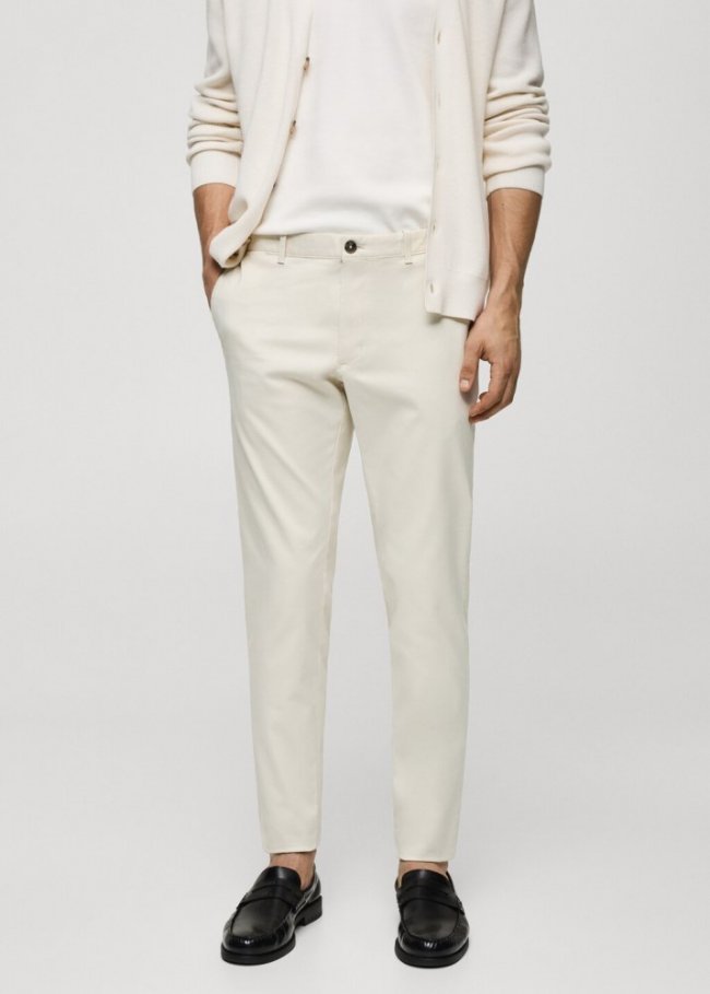 Mango Pantalón chino slim fit sarga - Gris claro/pastel