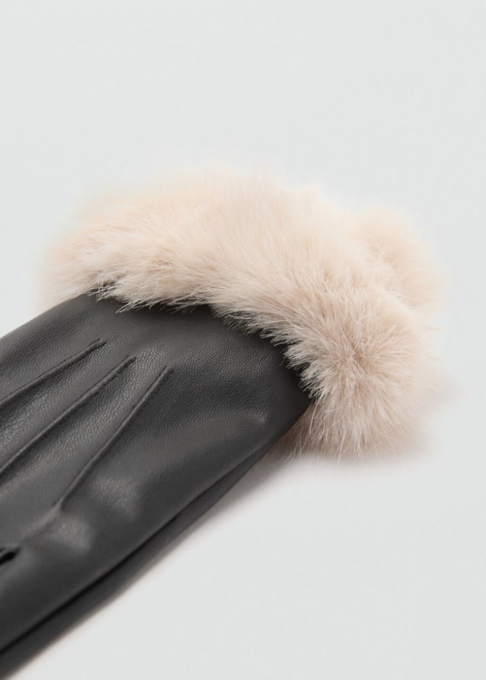 Mango Guantes combinados pelo - Crudo
