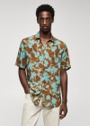 Mango Camisa fluida estampado floral - Azul celeste