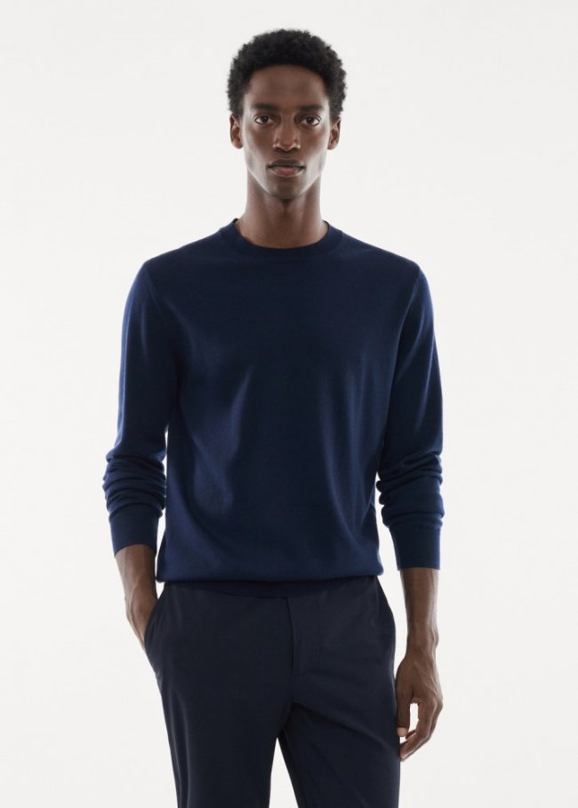 Mango Jersey lana merino lavable - Azul marino
