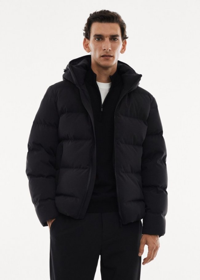 Mango Anorak pluma water repellent - Negro