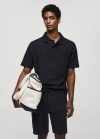 Mango Polo algodón seersucker - Azul marino oscuro