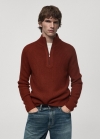 Mango Jersey punto canalé cuello perkins - Naranja tostado