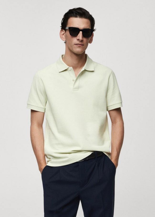 Mango Polo 100% algodón pique - Verde menta