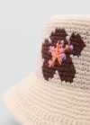 Mango Sombrero crochet flores - Blanco roto