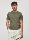 Mango Camiseta punto algodón estructura - Verde bosque