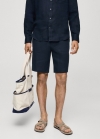 Mango Bermudas slim fit 100% lino - Azul marino oscuro