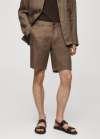 Mango Bermudas slim fit 100% lino - Verde oscuro