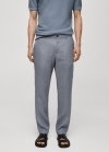 Mango Pantalón 100% lino slim fit - Azul celeste