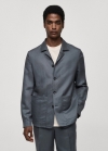 Mango Sobrecamisa lyocell lino bolsillos - Azul petróleo