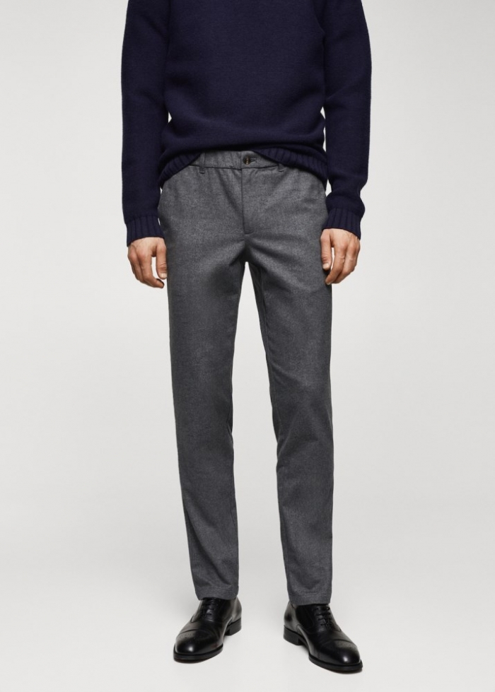 Mango Pantalón slim fit algodón estructura - Gris claro vigoré