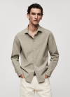 Mango Camisa fil-à-fil algodón - Khaki