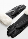 Mango Guantes combinados pelo - Negro