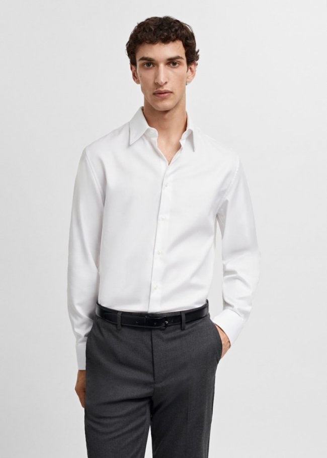 Mango Camisa traje regular fit estructura - Blanco