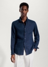 Mango Camisa slim fit 100% lino - Azul marino