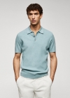 Mango Polo punto fino canalé - Verde agua