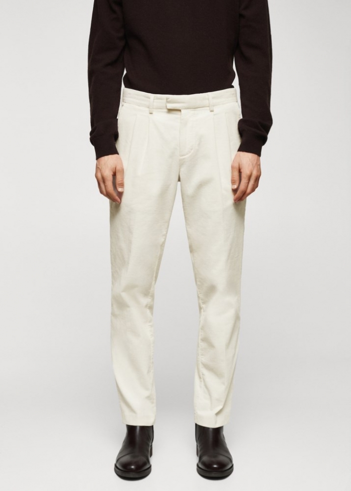 Mango Pantalón pana pinzas - Blanco roto