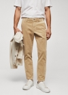 Mango Pantalón pana slim fit crop - Beige