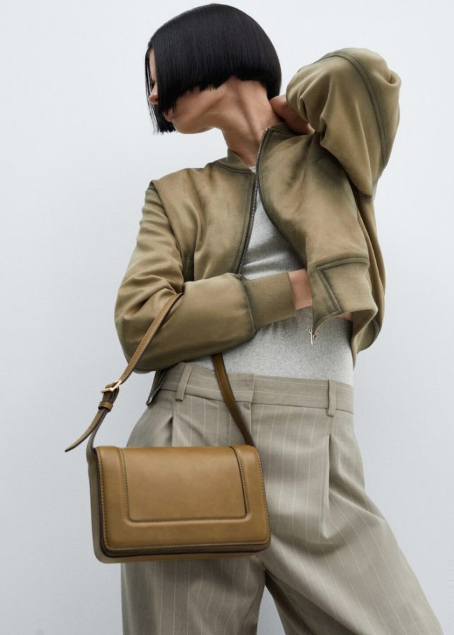 Mango Bolso bandolera solapa - Khaki