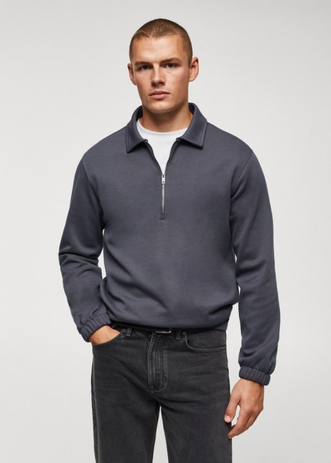Mango Sudadera polo algodón - Azul petróleo