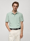 Mango Polo punto fino estructura - Verde agua