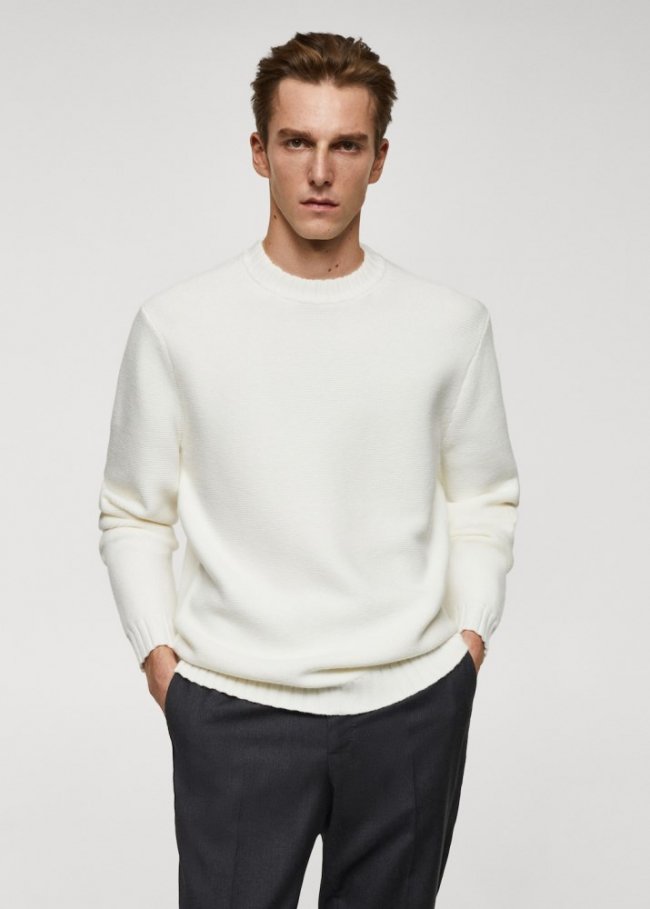 Mango Jersey punto detalles canalé - Blanco roto