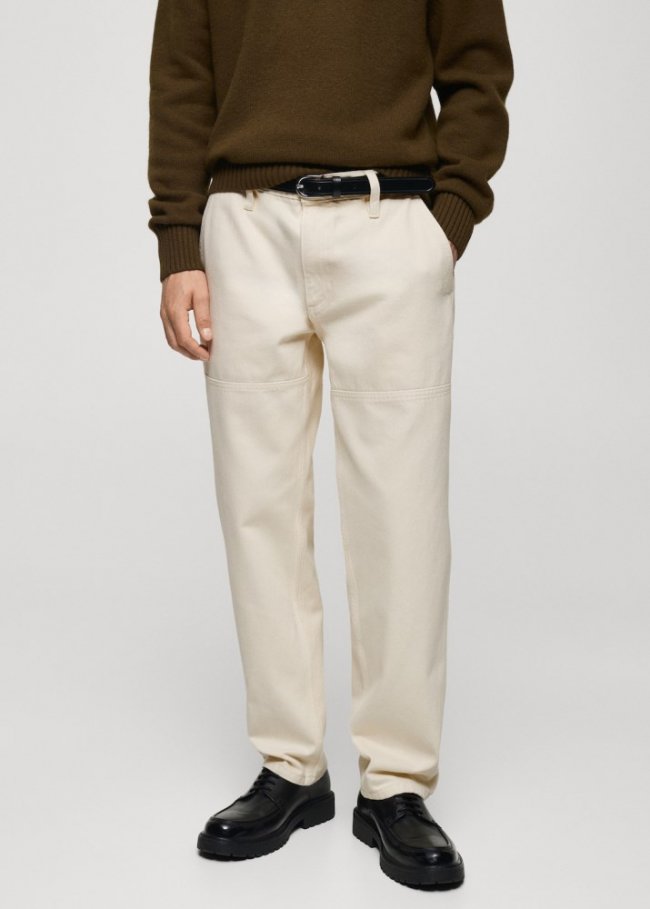 Mango Jeans regular fit detalle costura - Crudo