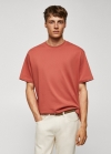 Mango Camiseta básica 100% algodón relaxed fit - Rojo coral