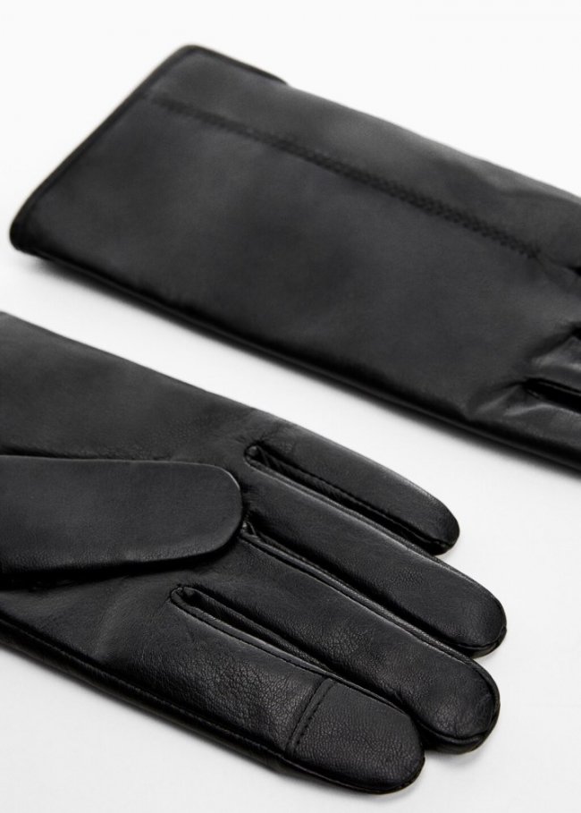Mango Guantes piel - Negro