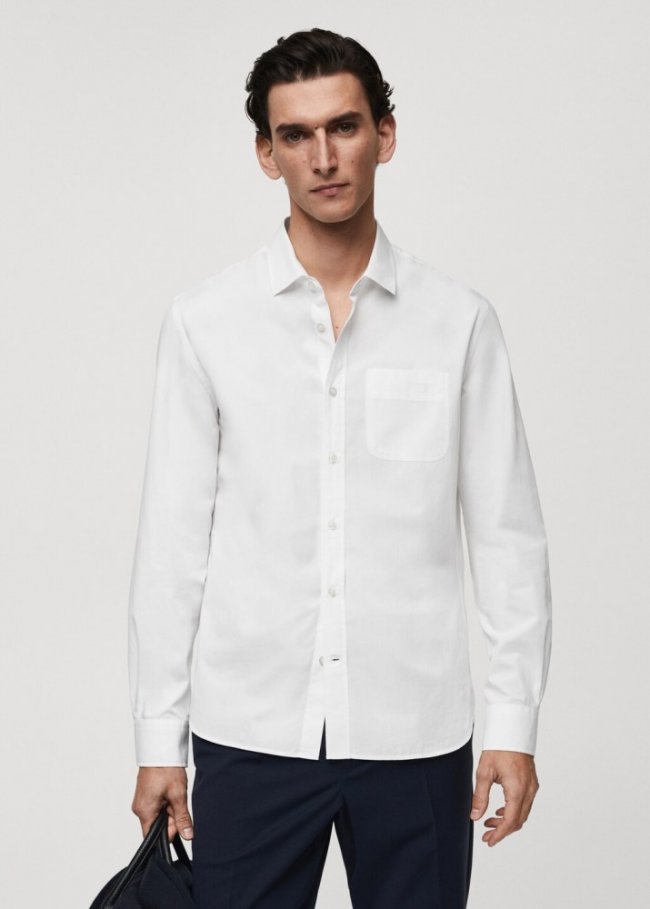 Mango Camisa popelín bolsillo - Blanco