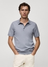 Mango Polo punto fino - Azul porcelana