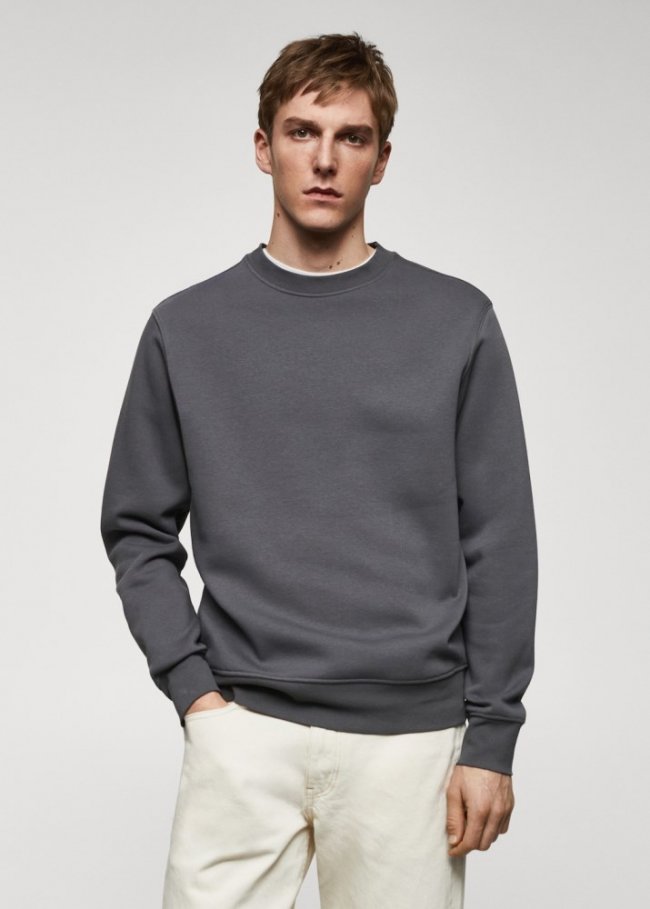 Mango Sudadera ligera algodón - Gris oscuro