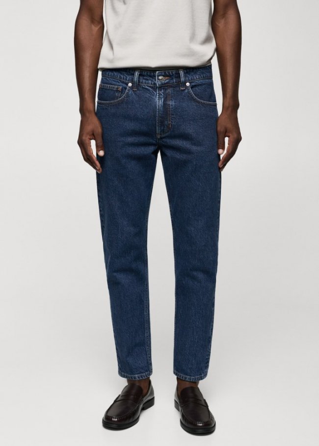 Mango Jeans Ben tapered cropped - Azul