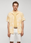 Mango Camisa 100% algodón estampado hawaiano - Amarillo