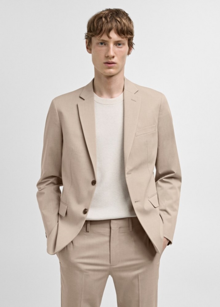 Mango Americana traje París super slim fit - Beige