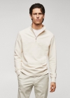 Mango Sudadera algodón cuello cremallera - Crudo