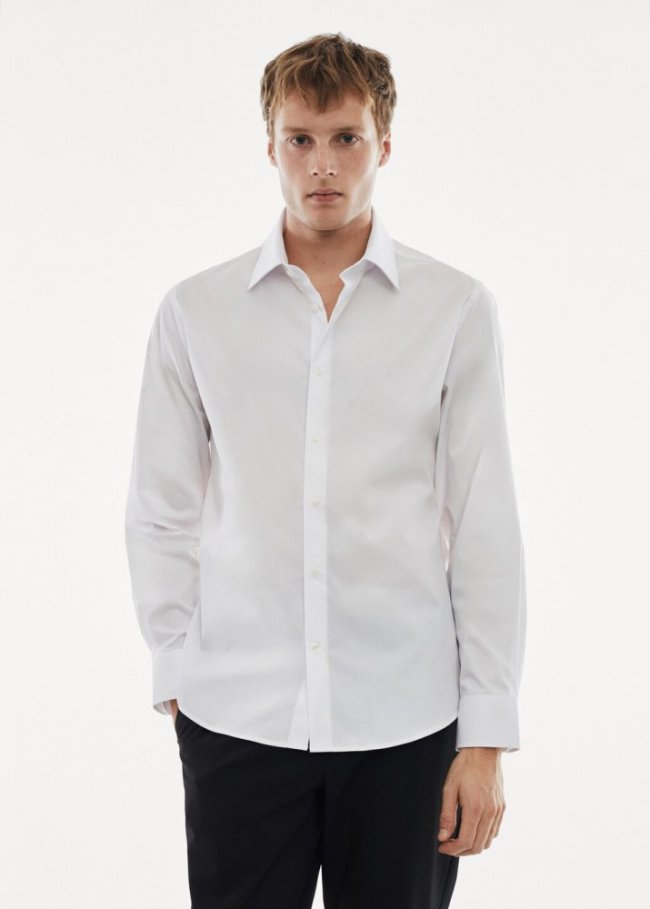 Mango Camisa regular fit algodón stretch - Blanco
