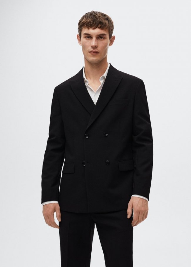 Mango Americana traje slim fit cruzada - Negro