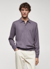 Mango Polo punto algodón manga larga - Lavanda