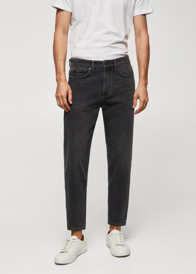 Mango Jeans tappered-fit lavado oscuro - Gris oscuro