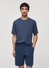 Mango Pack pijama algodón rayas - Azul marino oscuro