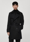 Mango Gabardina cinturón water repellent - Negro